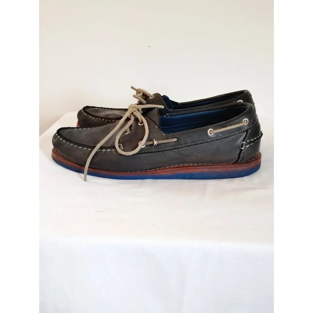 Allen Edmonds South Shore Men 9.5D Nautical Navy Blue Leather Boat Shoe Moc Toe